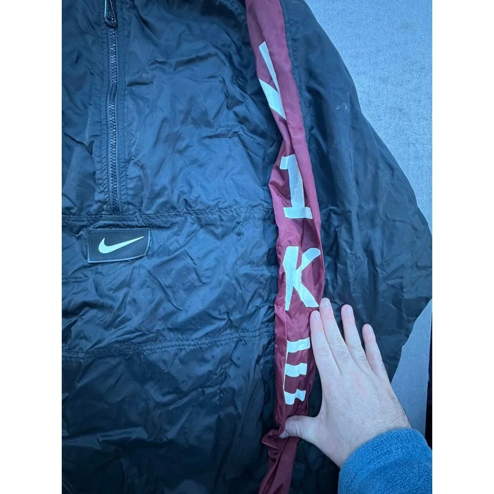 Vintage Y2K Nike Windbreaker Rain Pullover Pack away Hood‎ Black XXL